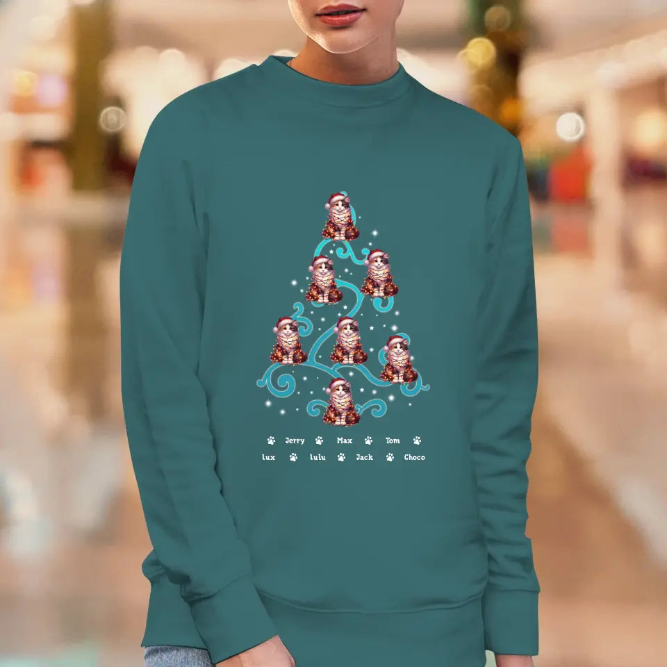 Cat Christmas Tree - Custom Name - Personalized Gifts For Cat Lovers - T-shirt