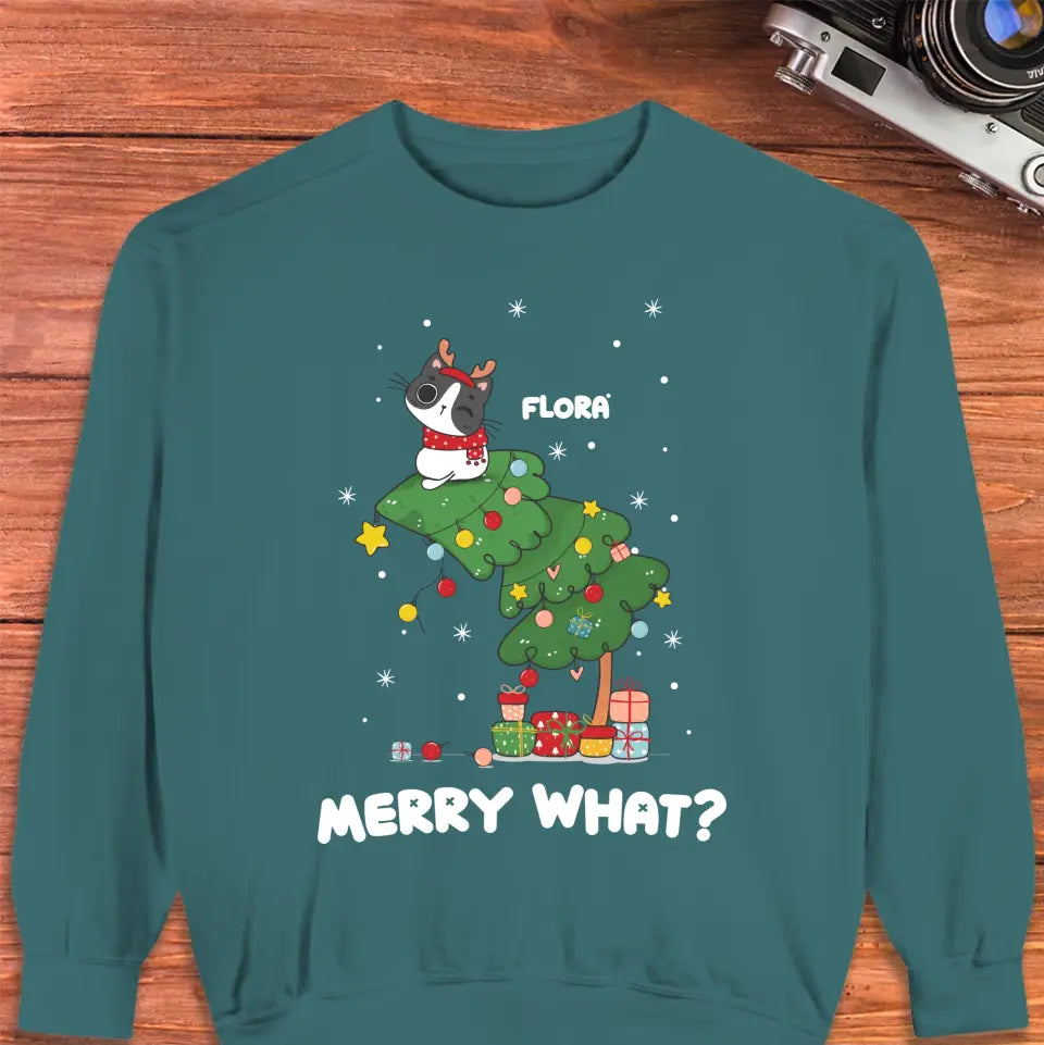 Merry What? - Custom Name - Personalized Gifts For Cat Lovers - T-shirt