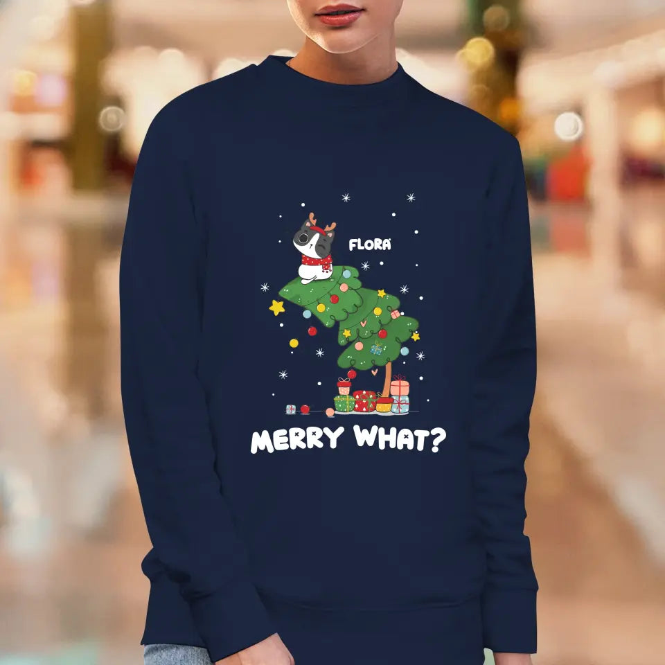 Merry What? - Custom Name - Personalized Gifts for Cat Lovers - Sweater