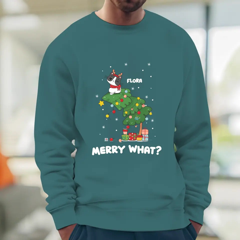 Merry What? - Custom Name - Personalized Gifts For Cat Lovers - T-shirt