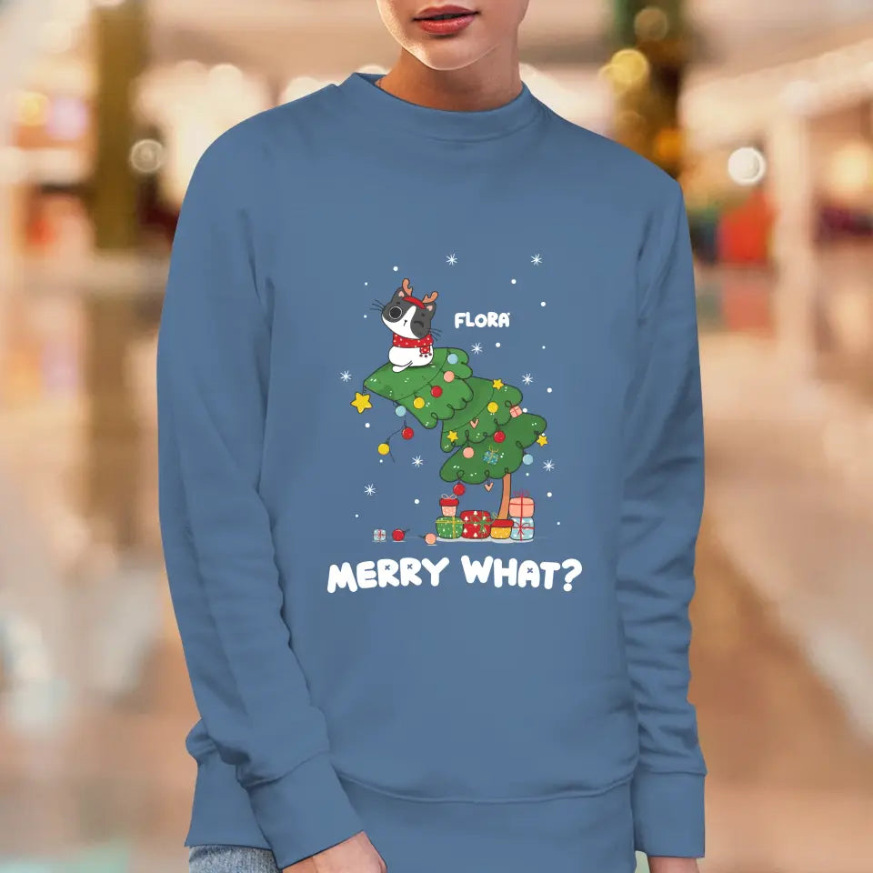 Merry What? - Custom Name - Personalized Gifts for Cat Lovers - Sweater