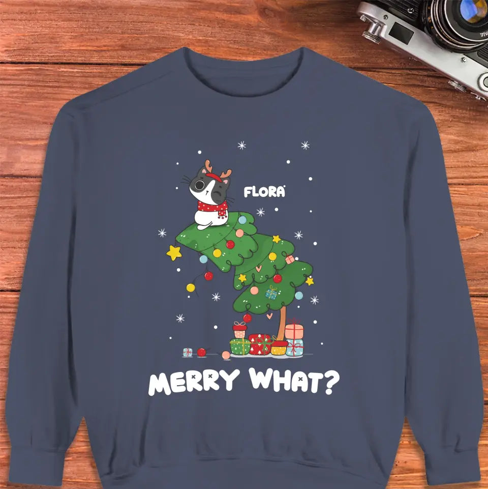 Merry What? - Custom Name - Personalized Gifts For Cat Lovers - T-shirt