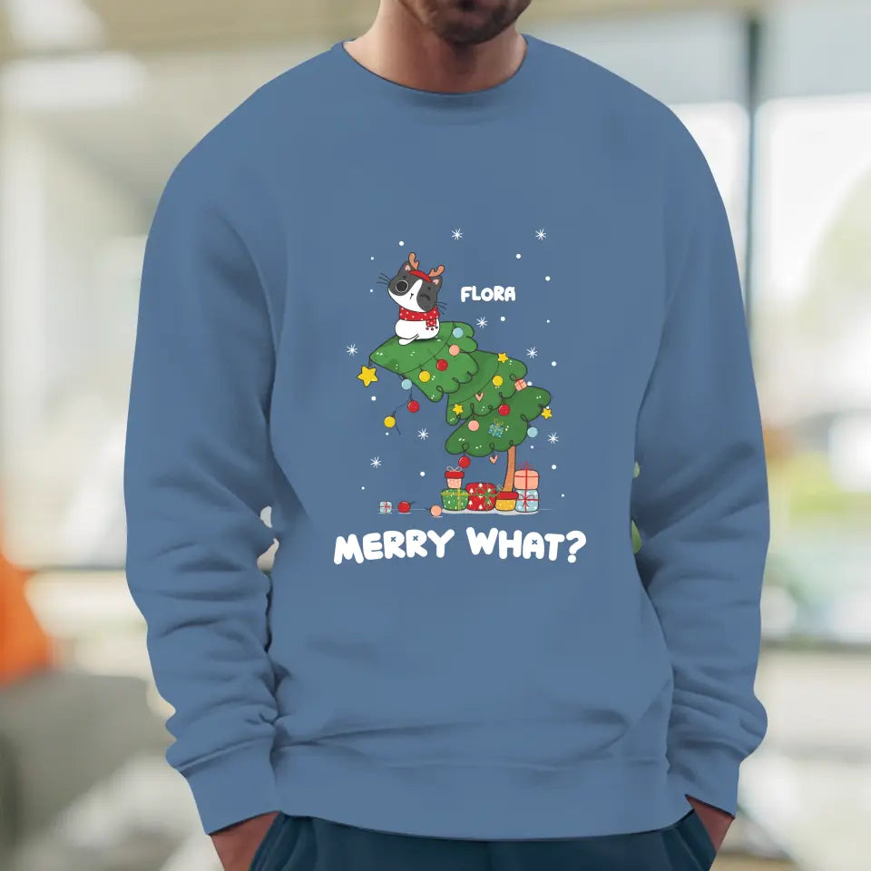 Merry What? - Custom Name - Personalized Gifts for Cat Lovers - Sweater