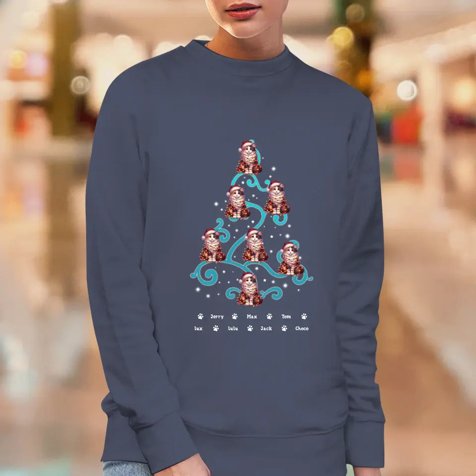 Cat Christmas Tree - Custom Name - Personalized Gifts For Cat Lovers - T-shirt