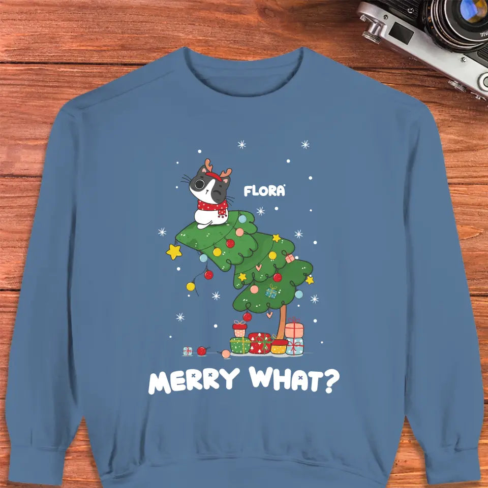 Merry What? - Custom Name - Personalized Gifts For Cat Lovers - Hoodie