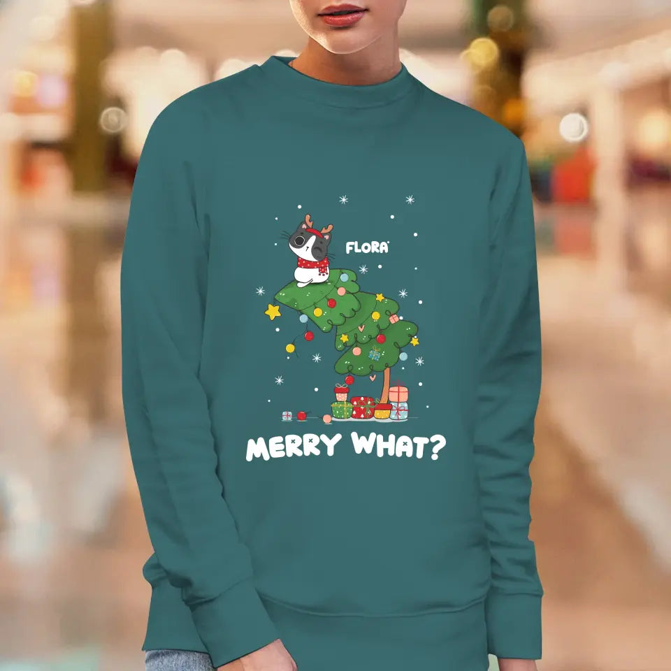 Merry What? - Custom Name - Personalized Gifts for Cat Lovers - Sweater