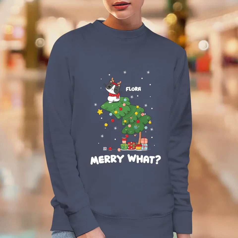 Merry What? - Custom Name - Personalized Gifts for Cat Lovers - Sweater