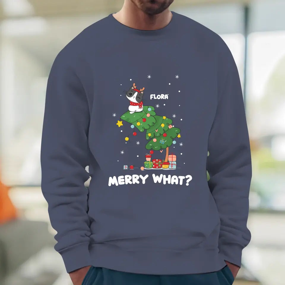 Merry What? - Custom Name - Personalized Gifts For Cat Lovers - Hoodie