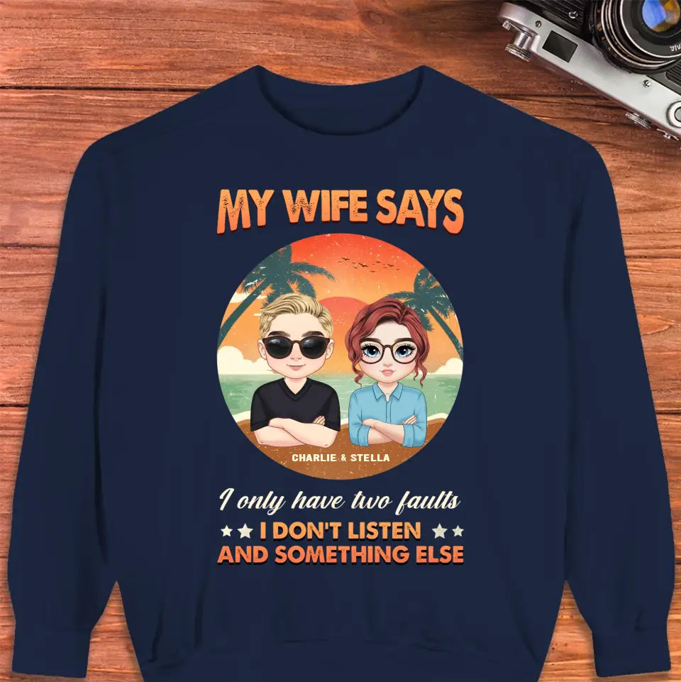 Two Faults Husband Wife Retro - Personalized Gifts for Couples - Unisex T-Shirt