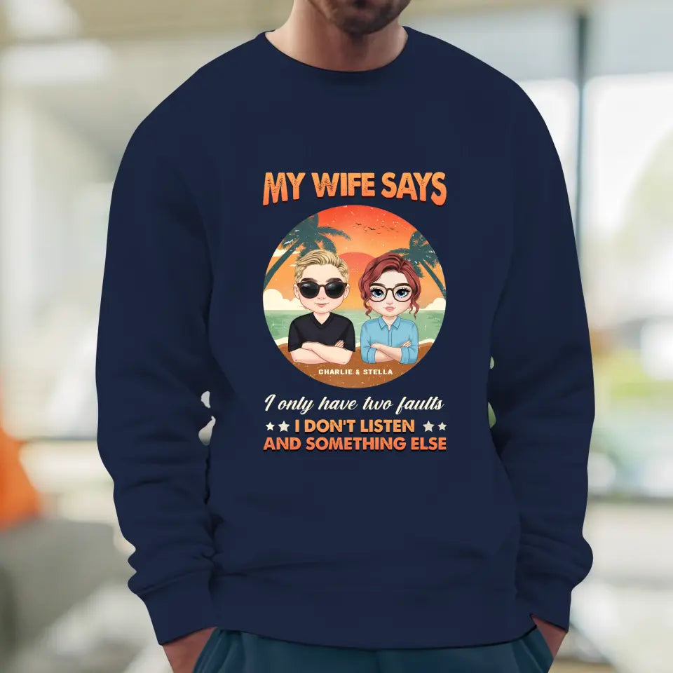 Two Faults Husband Wife Retro - Personalized Gifts for Couples - Unisex T-Shirt