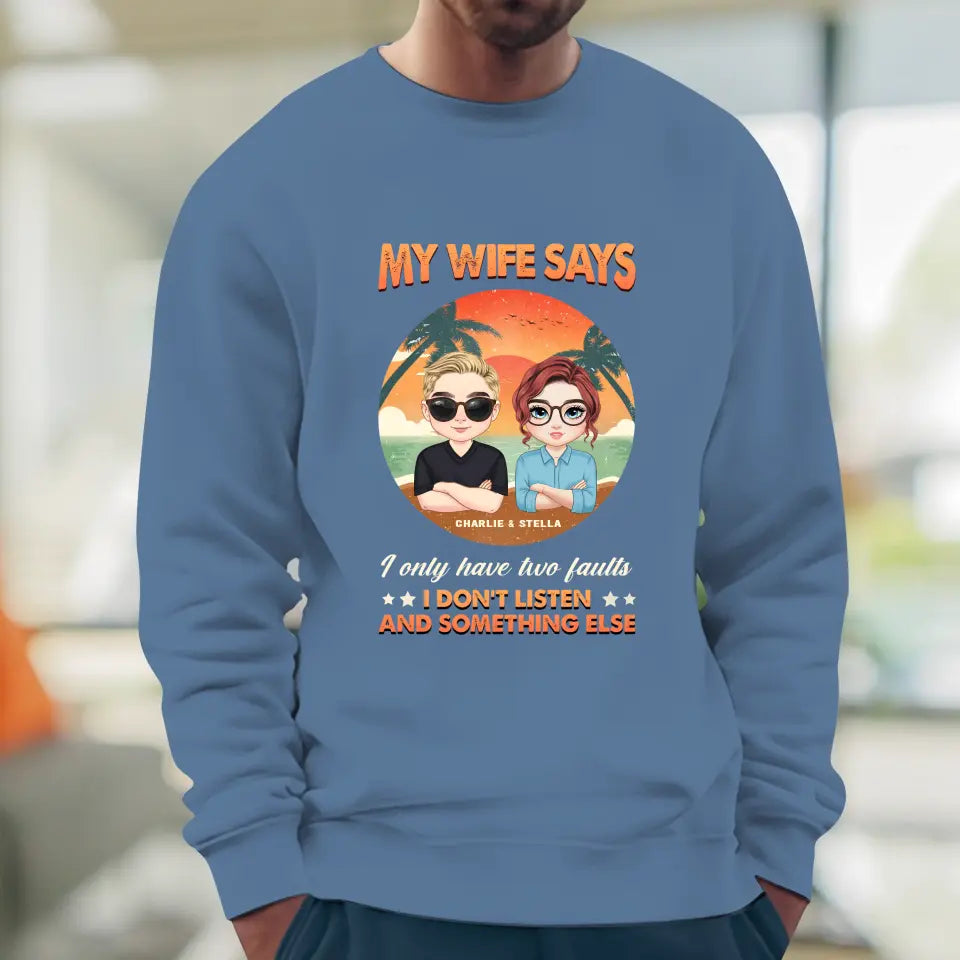 Two Faults Husband Wife Retro - Personalized Gifts for Couples - Unisex T-Shirt