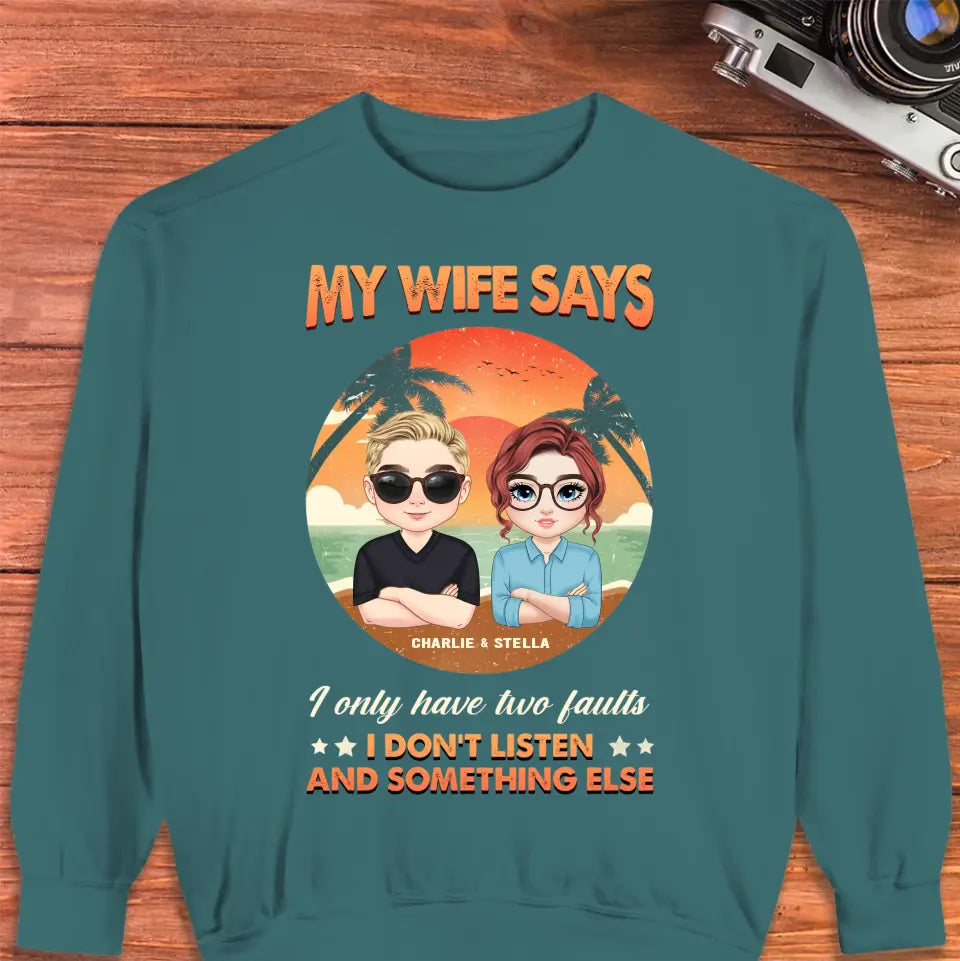 Two Faults Husband Wife Retro - Personalized Gifts for Husband - Unisex Sweater