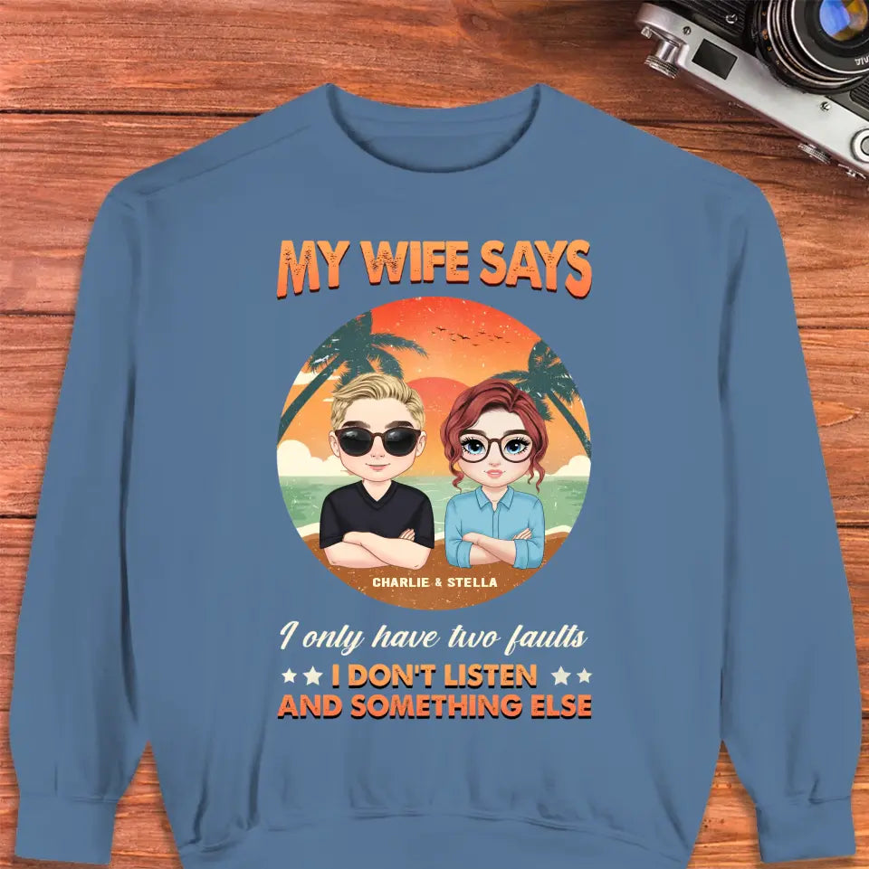 Two Faults Husband Wife Retro - Personalized Gifts For Couples - Unisex Hoodie