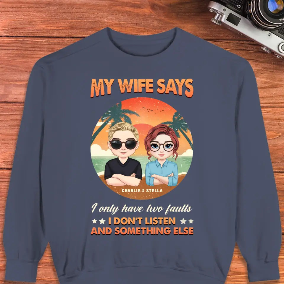 Two Faults Husband Wife Retro - Personalized Gifts for Couples - Unisex T-Shirt