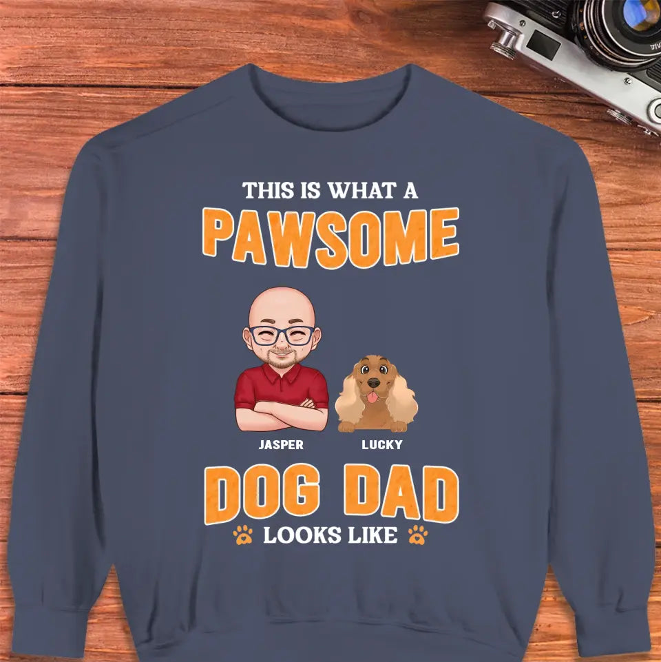 This Is What A Pawsome Dog Dad Looks Like - Custom Name - Personalized Gift For Dog Lovers - Unisex Hoodie