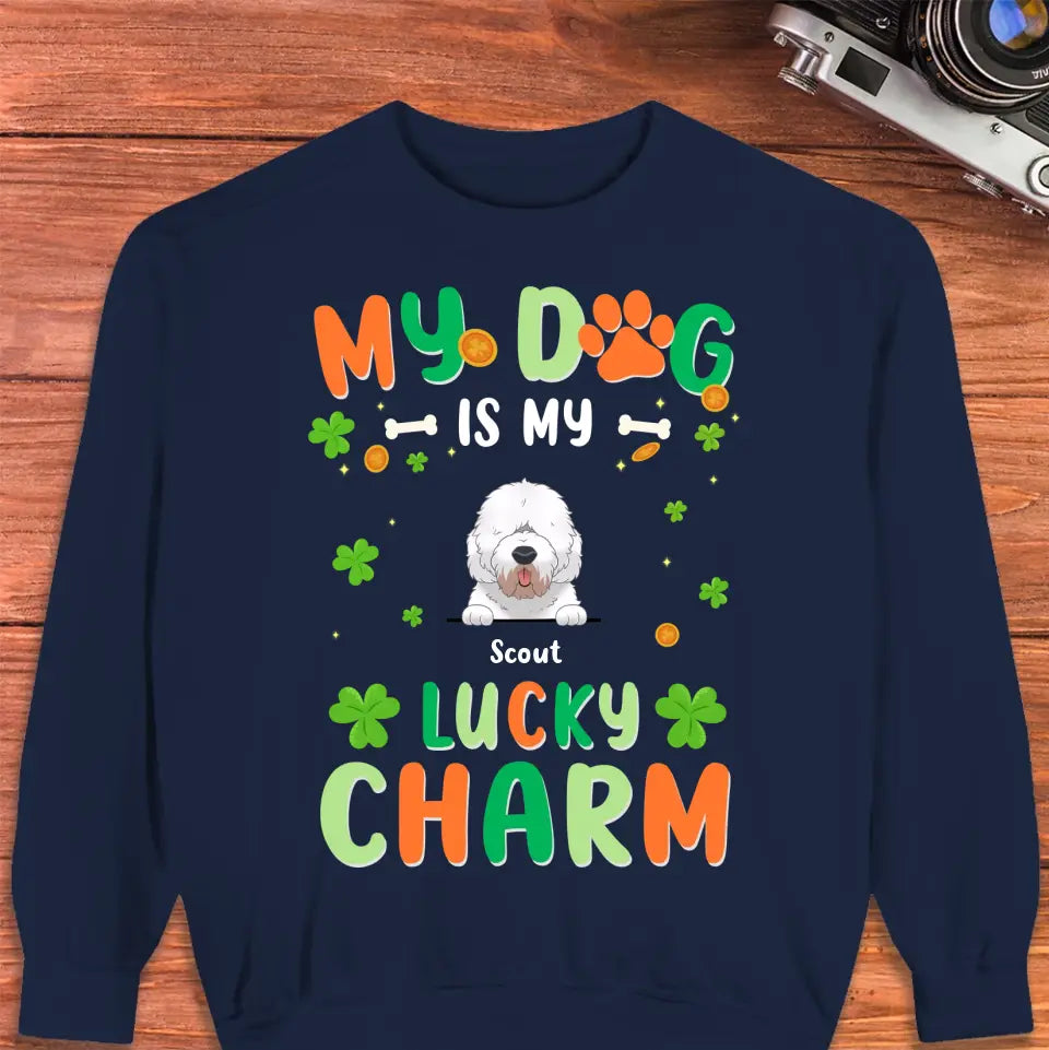 My Dog Is My Lucky Charm - Custom Name - Personalized Gifts For Dog Lovers - T-Shirt