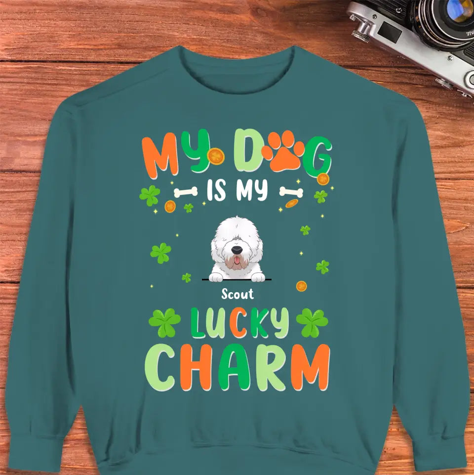 My Dog Is My Lucky Charm - Custom Name - Personalized Gifts For Dog Lovers - T-Shirt