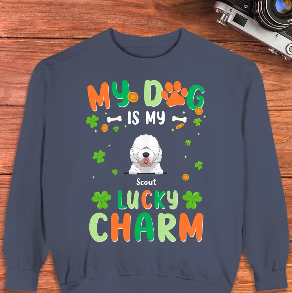 My Dog Is My Lucky Charm - Custom Name - Personalized Gifts For Dog Lovers - T-Shirt