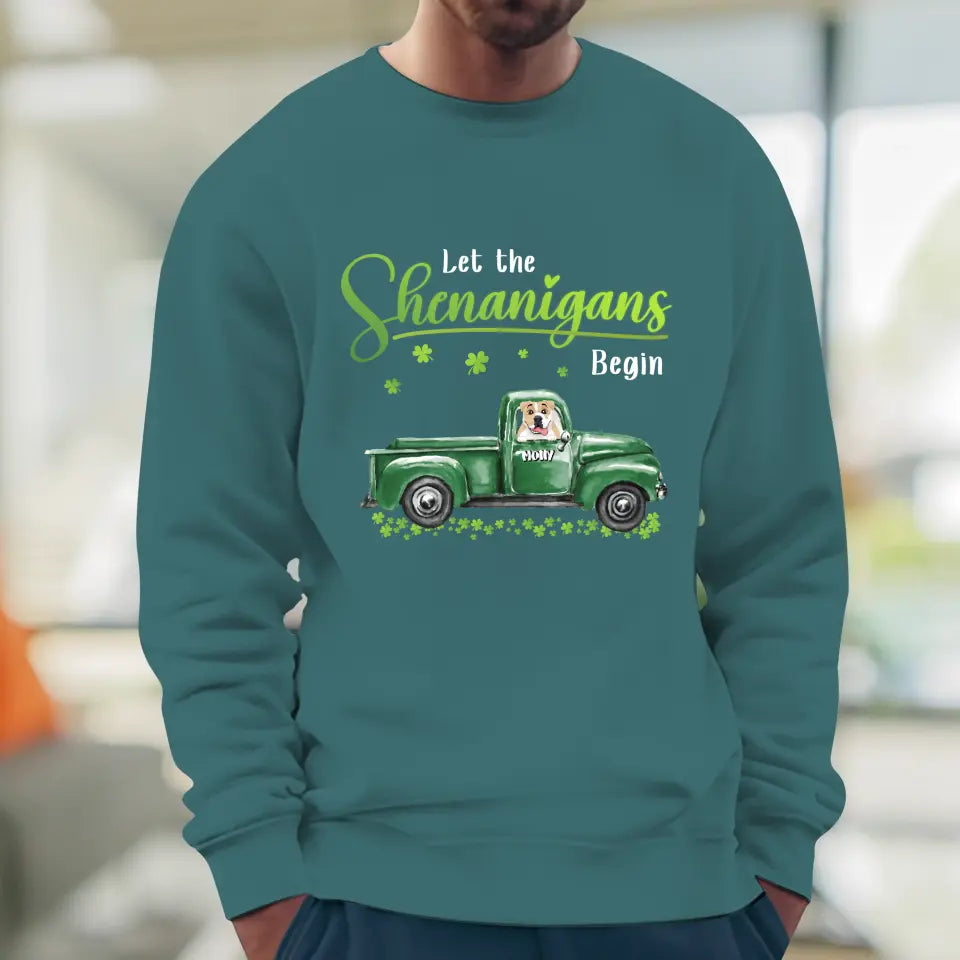 Let The Shenanigans Begin St. Patrick's Day - Custom Name - Personalized Gifts For Dog Lovers - Unisex Hoodie