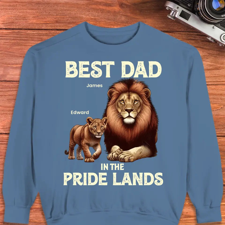 Best Dad In Pride Lands - Custom Name - Personalized Gifts For Dad - T-shirt