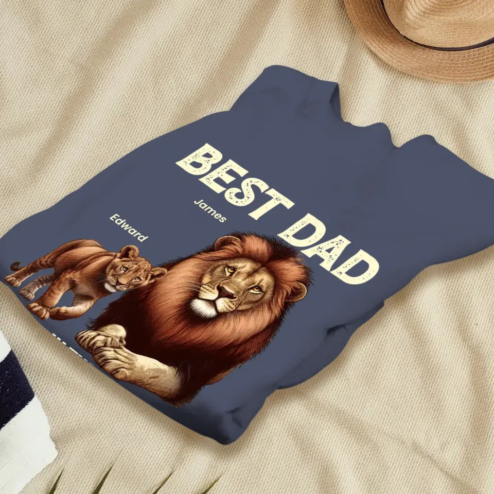 Best Dad In Pride Lands - Custom Name - Personalized Gifts For Dad - T-shirt