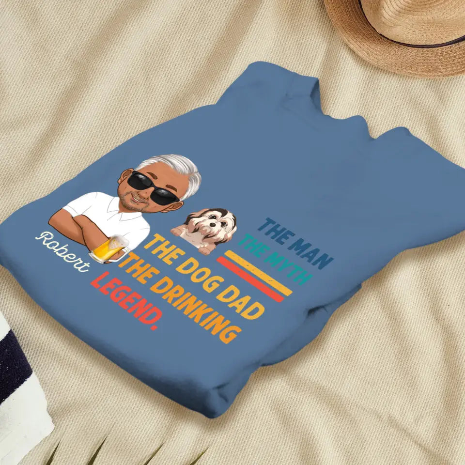 The Man, The Myth, The Dog Dad - Custom Name - Personalized Gifts For Dad - T-Shirt