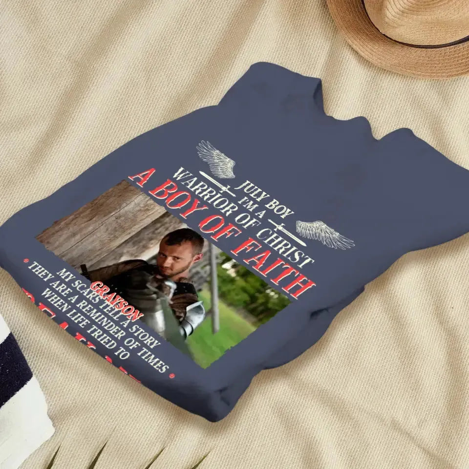 Warrior Of Christ - Custom Photo - Personalized Gifts For Him -  T-Shirt