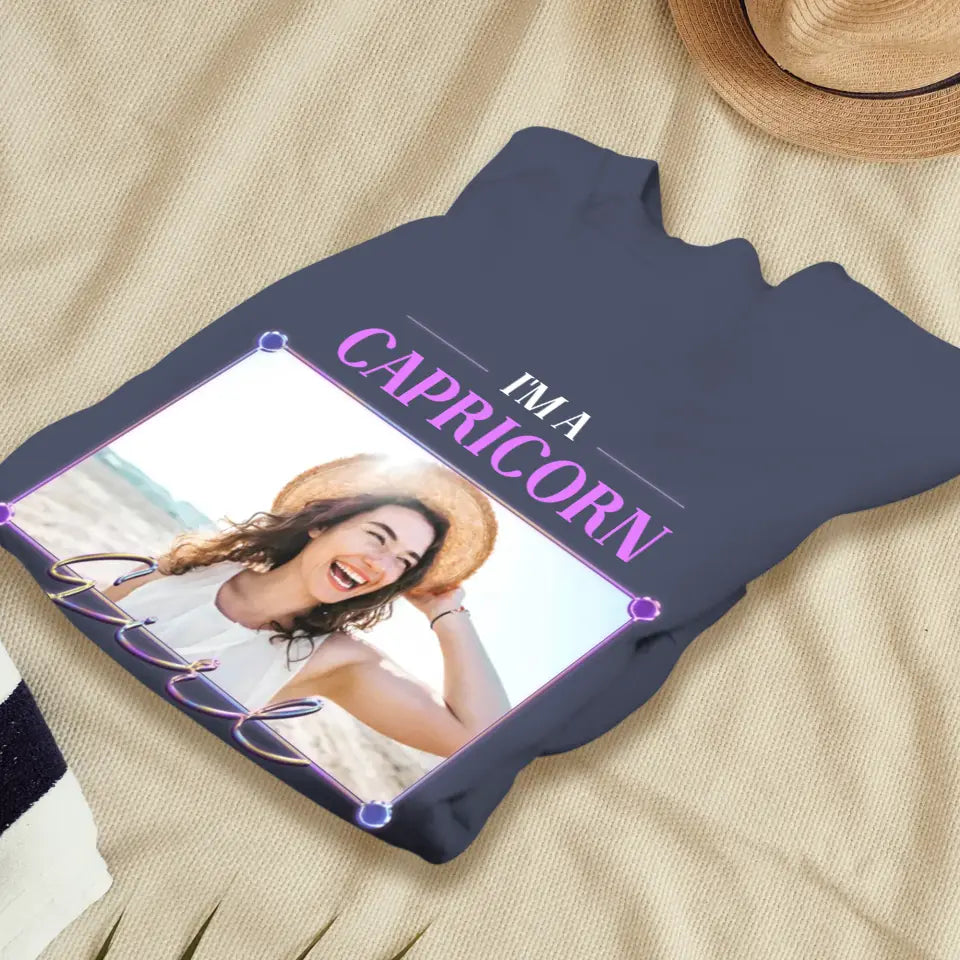 Vintage Zodiac - Custom Photo - Personalized Gifts For Her - T-Shirt