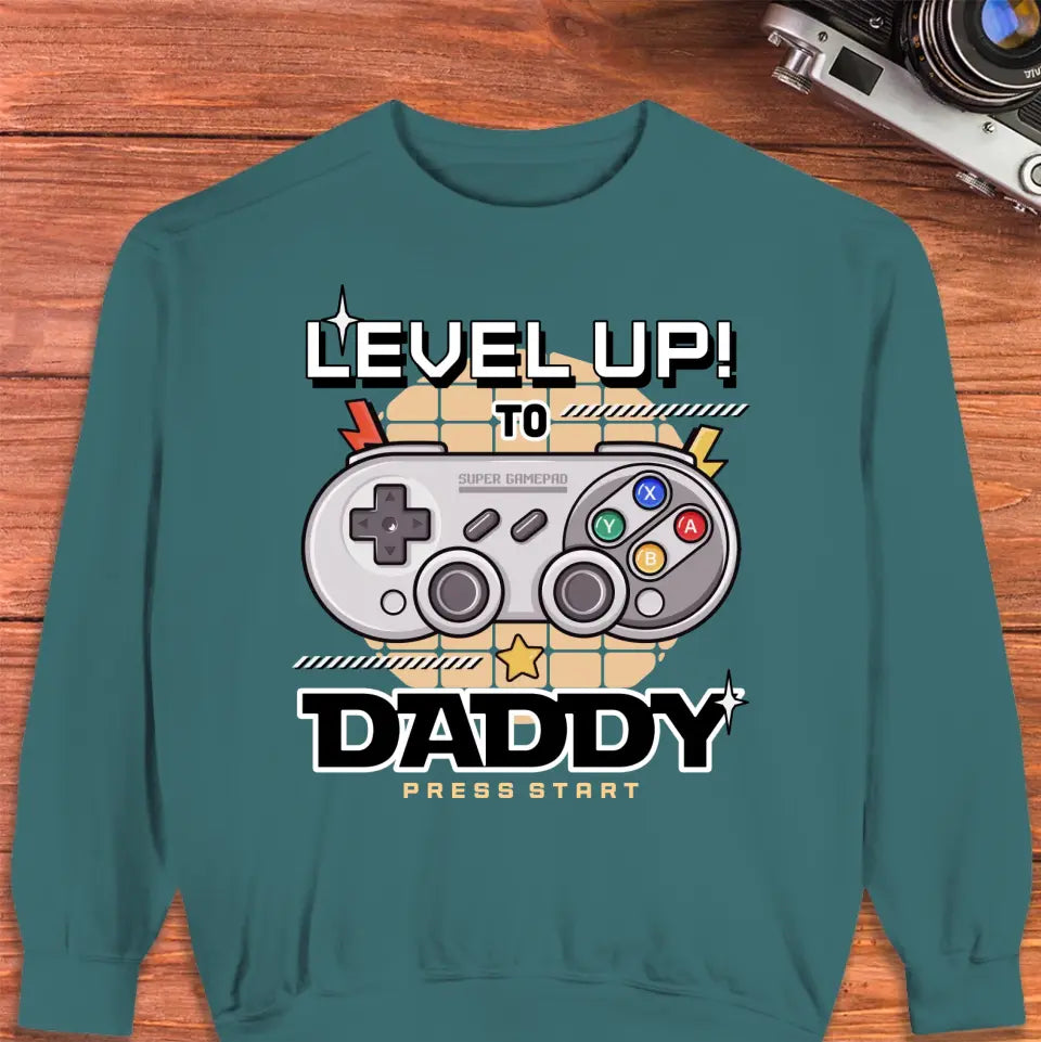 Level Up To Daddy - Custom Character - Personalized Gifts For Dad - T-Shirt