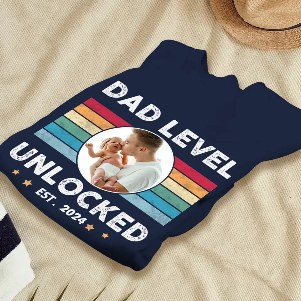 Dad Level Unlocked - Custom Year - Personalized Gifts For Dad - T-Shirt