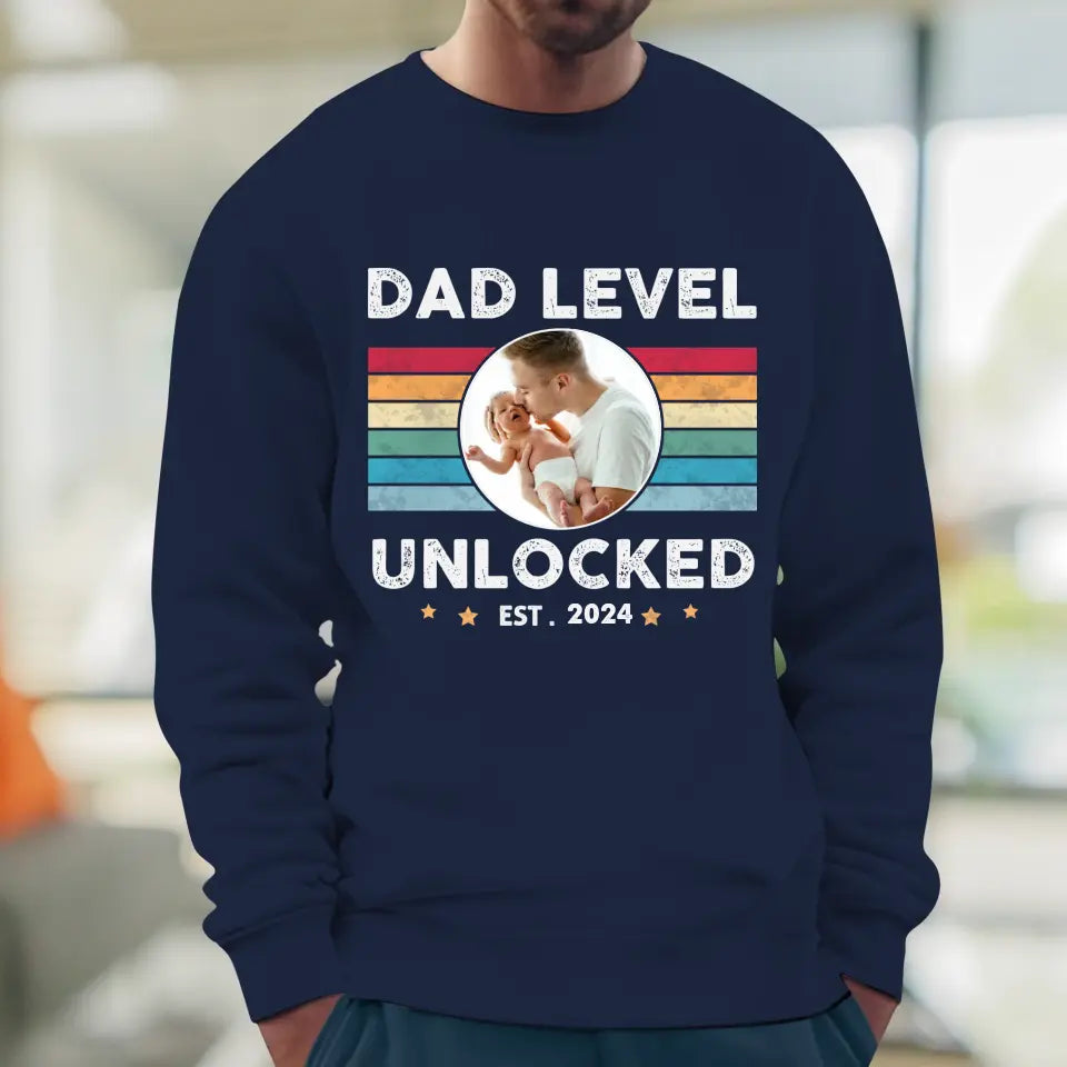 Dad Level Unlocked - Custom Year - Personalized Gifts For Dad - T-Shirt