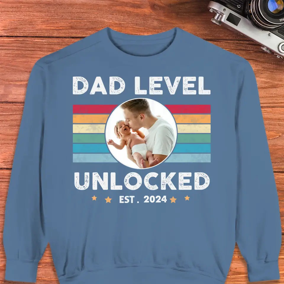 Dad Level Unlocked - Custom Year - Personalized Gifts For Dad - T-Shirt