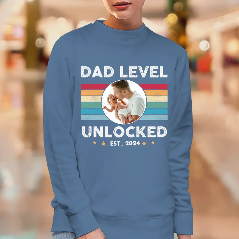 Dad Level Unlocked - Custom Year - Personalized Gifts For Dad - T-Shirt