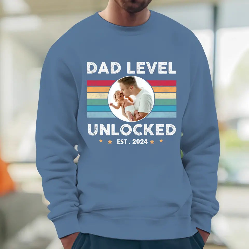 Dad Level Unlocked - Custom Year - Personalized Gifts For Dad - T-Shirt