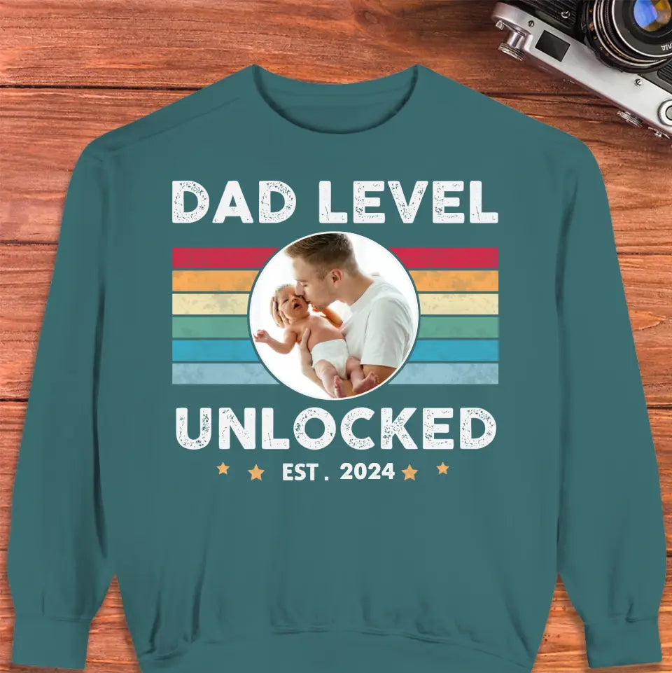 Dad Level Unlocked - Custom Year - Personalized Gifts For Dad - T-Shirt