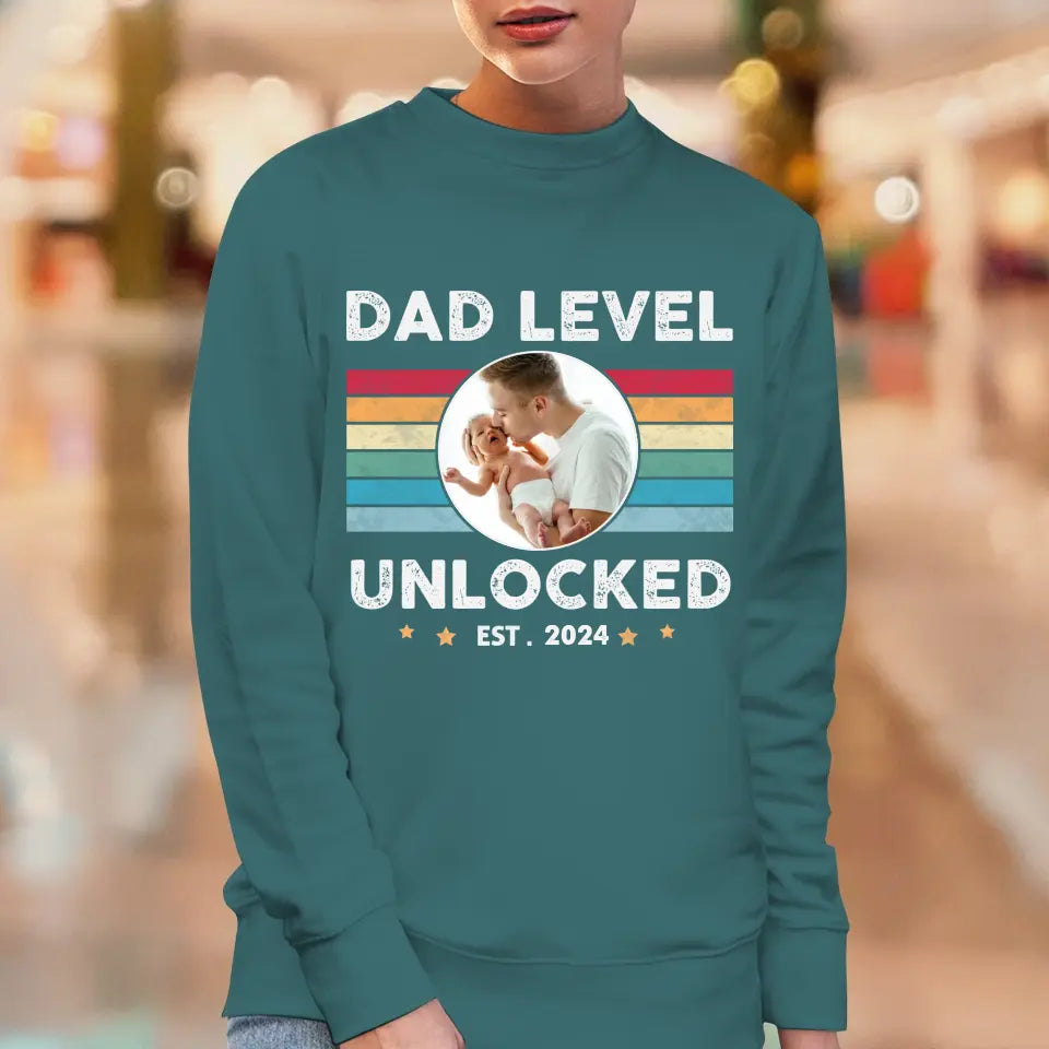 Dad Level Unlocked - Custom Year - Personalized Gifts For Dad - T-Shirt