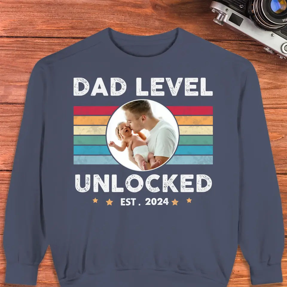 Dad Level Unlocked - Custom Year - Personalized Gifts For Dad - T-Shirt