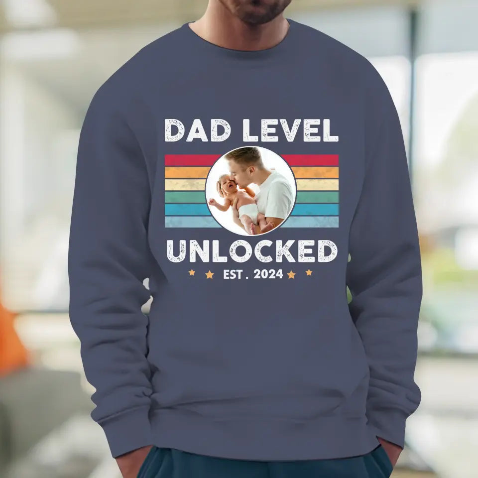 Dad Level Unlocked - Custom Year - Personalized Gifts For Dad - T-Shirt