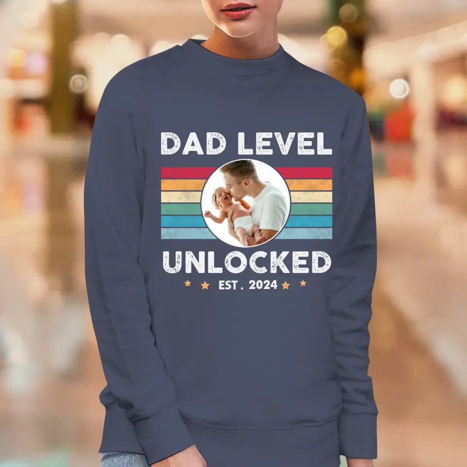 Dad Level Unlocked - Custom Year - Personalized Gifts For Dad - T-Shirt