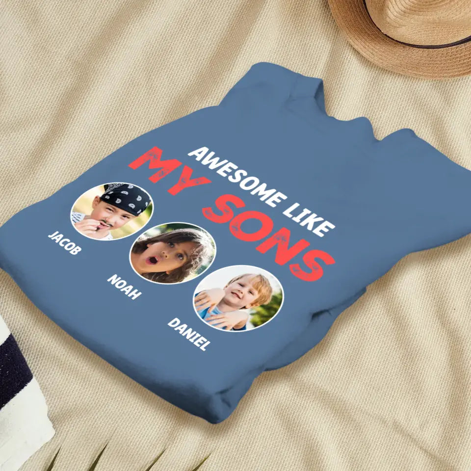 Awesome Kid - Custom Photo - Personalized Gifts For Dad - T-Shirt