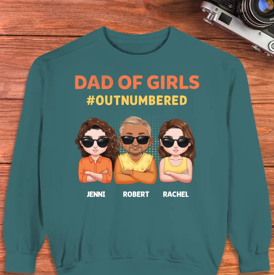 Dad Of Girls Outnumbered - Custom Name - Personalized Gifts For Dad - Sweater