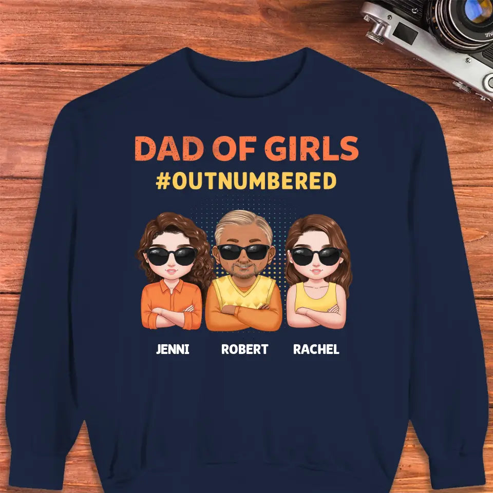 Dad Of Girls Outnumbered - Custom Name - Personalized Gifts For Dad - Hoodie