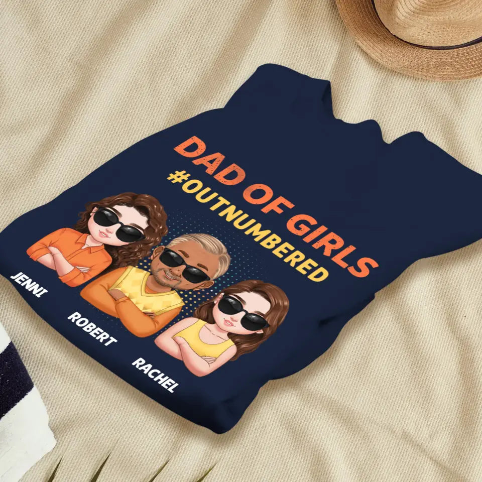 Dad Of Girls Outnumbered - Custom Name - Personalized Gifts For Dad - Hoodie