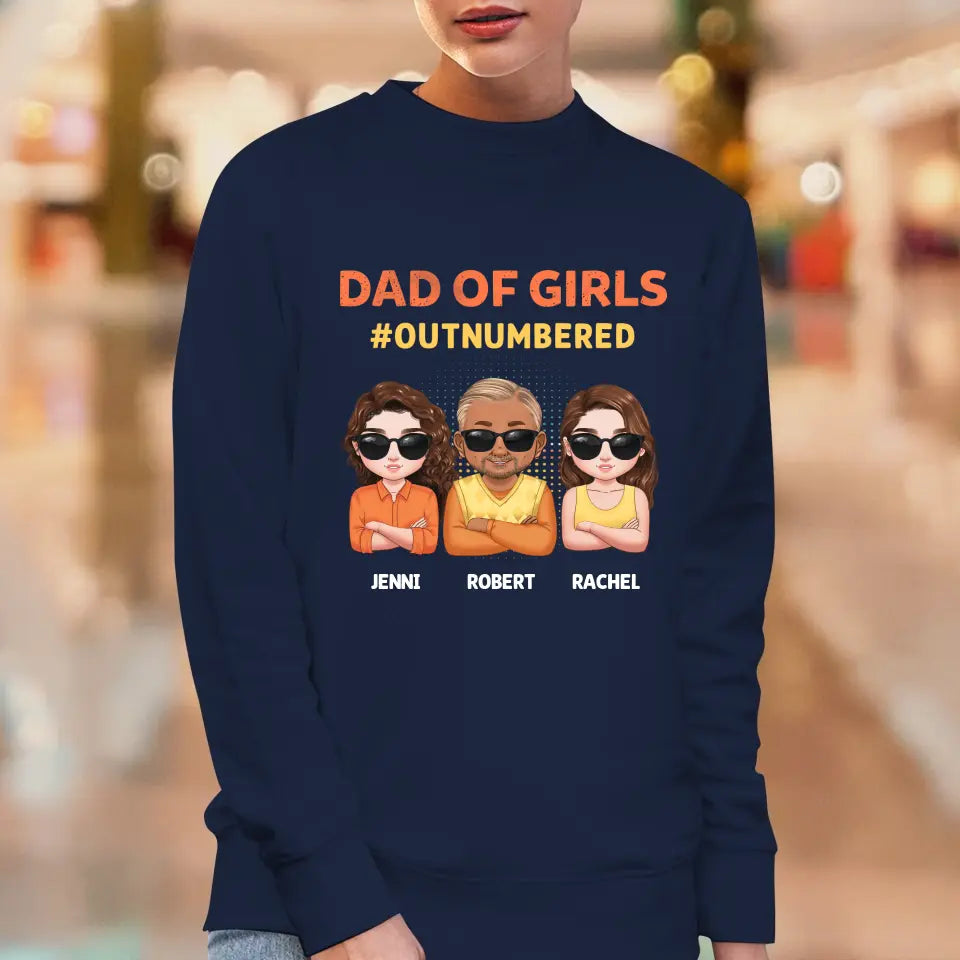 Dad Of Girls Outnumbered - Custom Name - Personalized Gifts For Dad - Hoodie