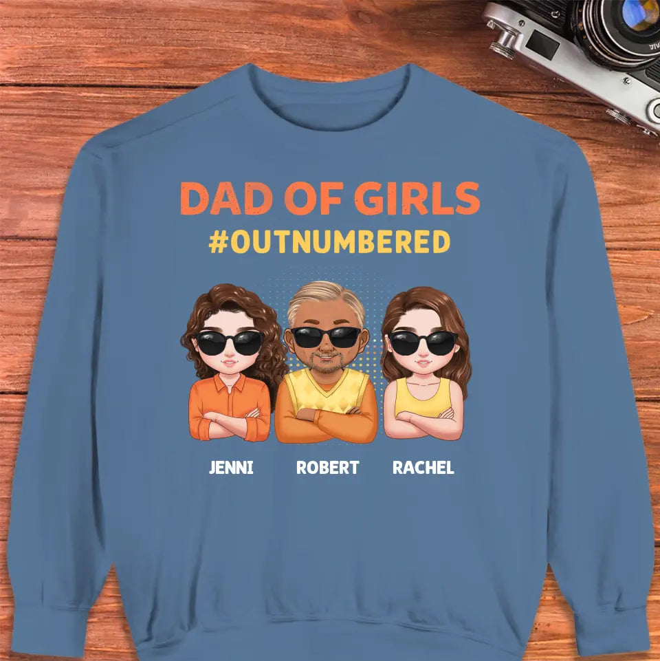 Dad Of Girls Outnumbered - Custom Name - Personalized Gifts For Dad - Hoodie