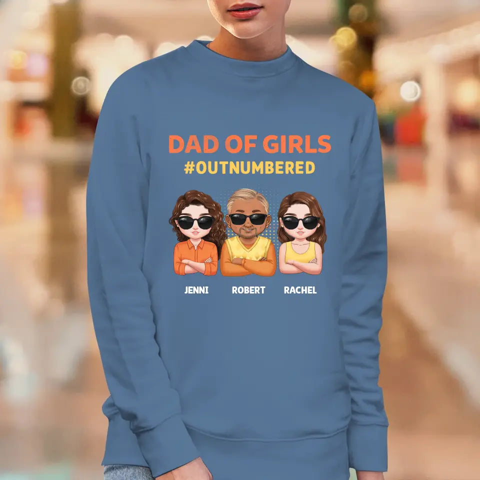 Dad Of Girls Outnumbered - Custom Name - Personalized Gifts For Dad - Hoodie