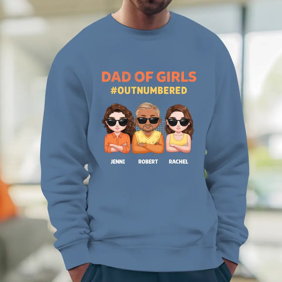 Dad Of Girls Outnumbered - Custom Name - Personalized Gifts For Dad - Hoodie