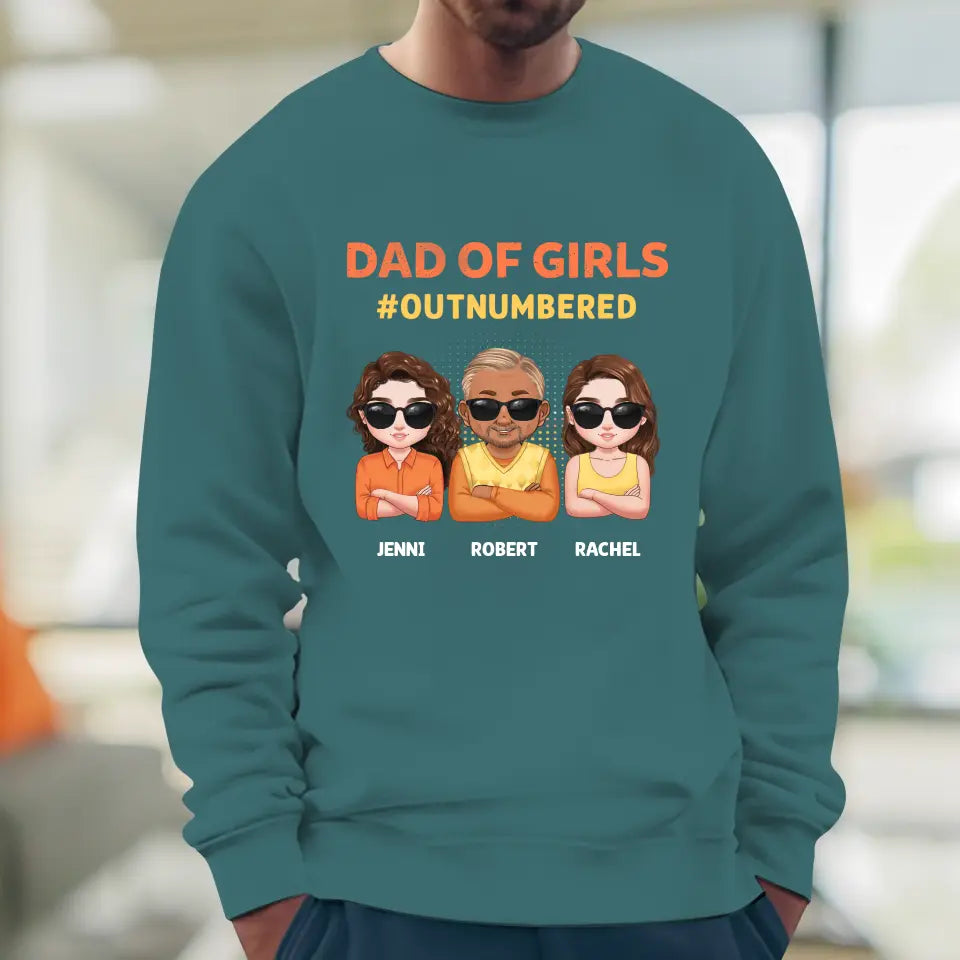 Dad Of Girls Outnumbered - Custom Name - Personalized Gifts For Dad - Hoodie