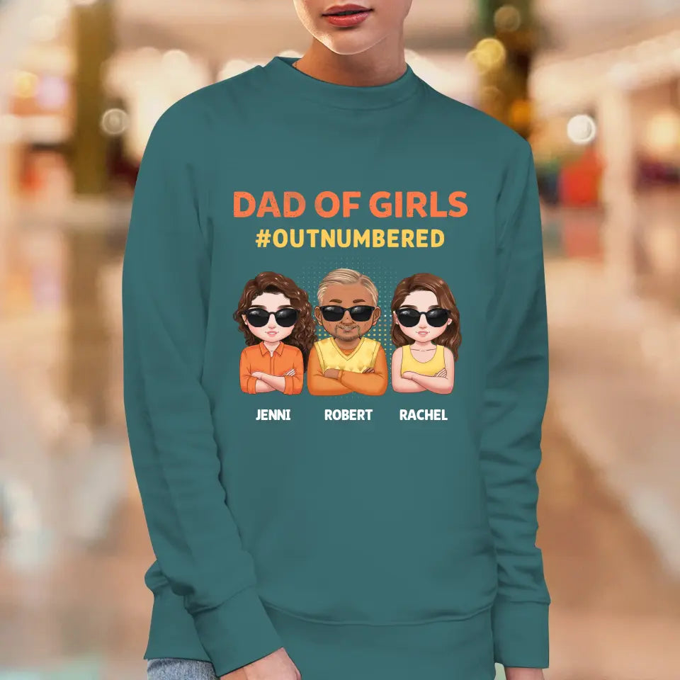 Dad Of Girls Outnumbered - Custom Name - Personalized Gifts For Dad - Hoodie