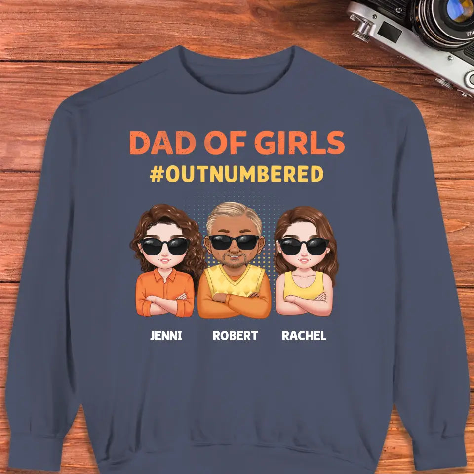 Dad Of Girls Outnumbered - Custom Name - Personalized Gifts For Dad - Hoodie